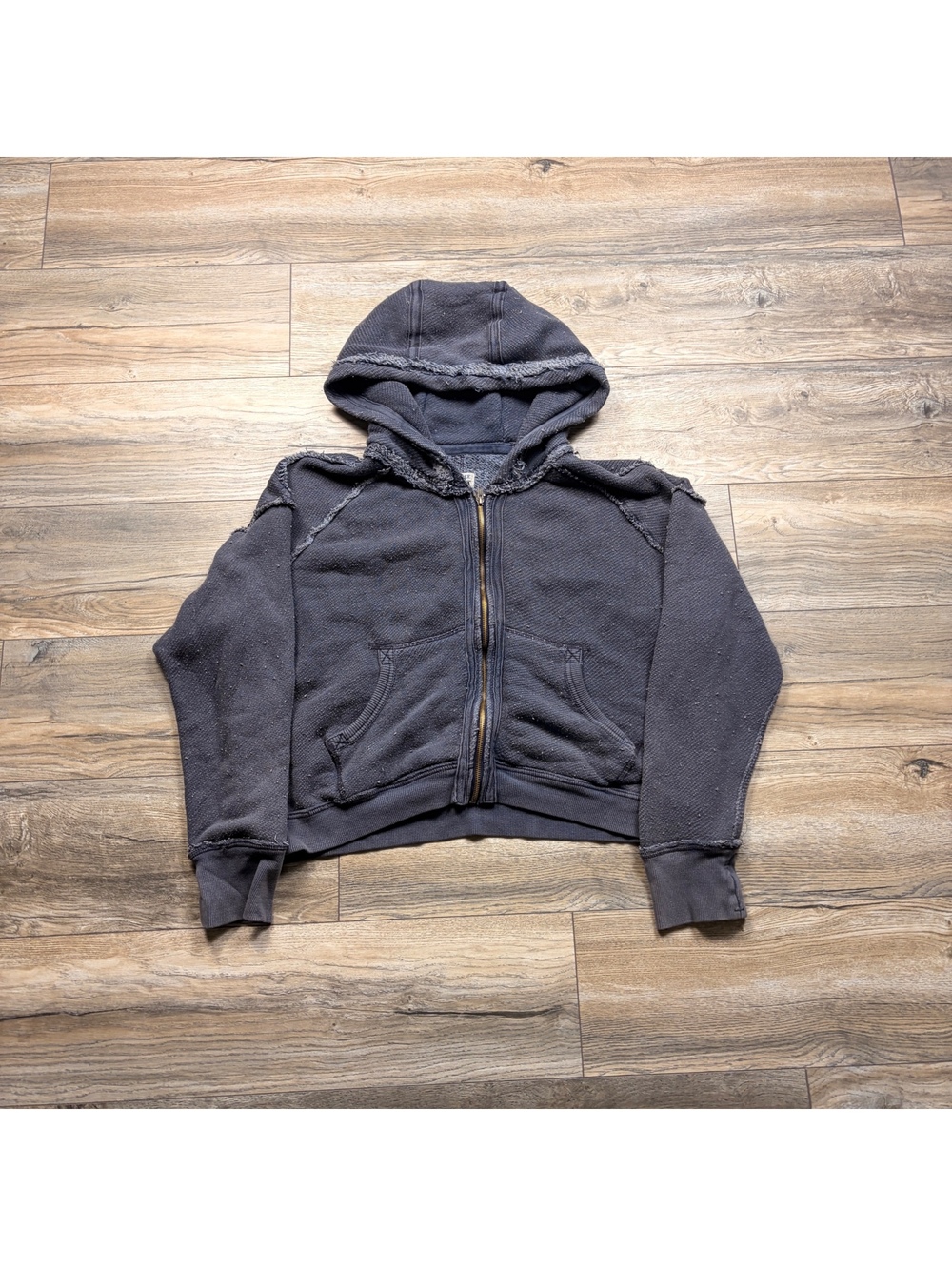 We The Free Women's Medium Gray Zip-Up Hoodie Sweatshirt